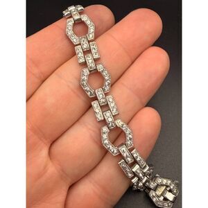 Vintage Art Deco Bracelet - Silver and Paste